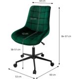 Bureaustoel op wielen groen met fluwelen bekleding en metalen frame ML design