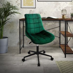 Bureaustoel op wielen groen met fluwelen bekleding en metalen frame ML design