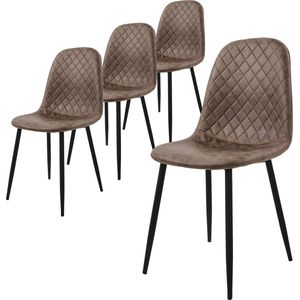 ML-Design - Eetkamerstoel - Bruin - Kunstleer - Set van 4