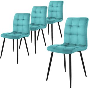 Eetkamerstoel set van 4 petrol fluwelen bekleding met metalen poten incl. montagemateriaal ML-Design
