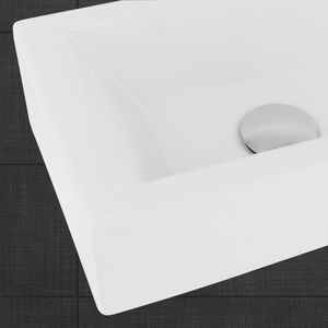 ML-Design keramische wastafel in wit 46x26,5x11 cm, hoekig, klein, kraangat rechts, wand- of opzetwastafel