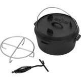 BBQ Boss Feuertopf Raketenofenzubehör zum Campen & Glamping Outdoor Küchen Campingzubehör, Gusseisen, Dutch Oven 4,2ltr. Gusseisen Grilltopf Schmortopf Bräter + Zubehör