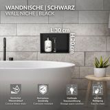LuxeBath Wandnische aus Edelstahl, 20x30x10 cm, Schwarz, Duschnische mit Rahmen, Einbauregal, Flexibler Einbau, Befliesbare Nische für Badutensilien,