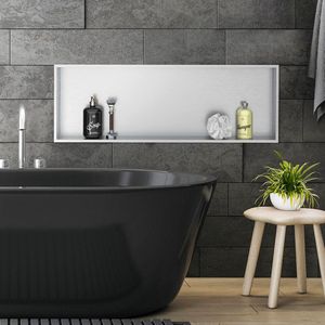 Douchebak 90x30 cm zilver roestvrij staal wandnis Douchebak LuxeBad