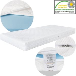 Kinderbed met uitvalbeveiliging en lattenbodem 90x200 cm naturel dennenhout ML-Design