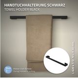 Handtuchhalter selbstklebend ohne Bohren 62 cm Schwarz aus Stahl ML-Design
