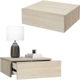 ML-Design 2-delige set nachtkastje hangend met 1 lade, Sonoma eiken, 46x30x15 cm, hout, greeploos
