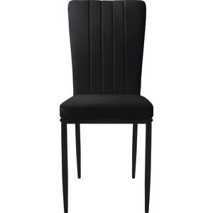 ML-Design eetkamerstoelen set van 4 met fluwelen bekleding, zwart, keukenstoelen met rugleuning, gestoffeerde stoel met metalen poten, ergonomische eettafelstoel, moderne eetkamerstoel