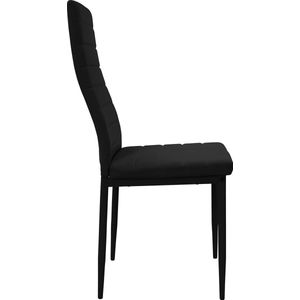 ML-Design eetkamerset 5-delig voor 4 personen, zwart, moderne eetkamerset met 4 stoelen, tafel met glazen blad, set van 4 eetkamerstoelen kunstleer met eettafel, eetkamerset voor woonkamer/keuken