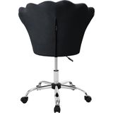 Bureaustoel met wielen en rugleuning schelpdesign 68x68 cm zwart fluweel metalen frame ML design