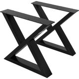 Tafelpoten set van 2 X-vormig 43x40 cm zwart staal ML design