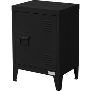 ML-Design archiefkast, 40x30x57,5 cm, zwart, staal, vrijstaande kantoorkast met 4 poten, kleine opbergkast, enkeldeurs stalen kast, metalen kast opbergkast nachtkastje bijzettafel