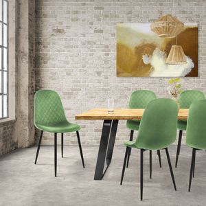 ML-Design eetkamerstoelen set van 8, sage, keukenstoel met fluwelen bekleding, woonkamerstoel met rugleuning,