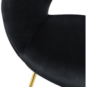 ML-Design eetkamerstoelen set van 2 fluweel, zwart woonkamerstoel met ronde rugleuning gestoffeerde stoel met