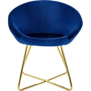 ML-Design eetkamerstoelen set van 2 fluweel, blauw, woonkamerstoel met ronde rugleuning, gestoffeerde stoel met