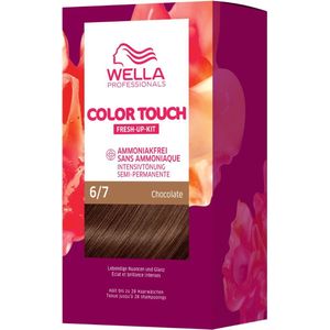 Wella Professionals Color Touch demi-permanente haarverf zonder ammoniak, haarverf voor kleurverfrissing en afdekking van grijs haar, aanzetkit incl. haarmasker, 6/7 chocolade (130 ml)