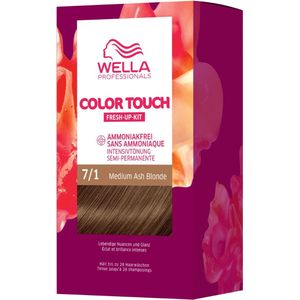 Wella Professionals Color Touch demi-permanente haarverf zonder ammoniak, haarverf voor kleurverfrissing en afdekking van grijs haar, aanzetkit incl. haarmasker, 7/1 medium asblond (130 ml)