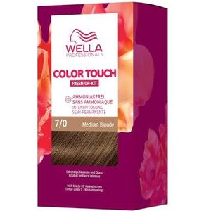 Wella Professionals Color Touch demi-permanente haarverf zonder ammoniak, haarverf voor kleurverfrissing en afdekking van grijs haar, aanzetkit incl. haarmasker, 7/0 medium blond (130 ml)