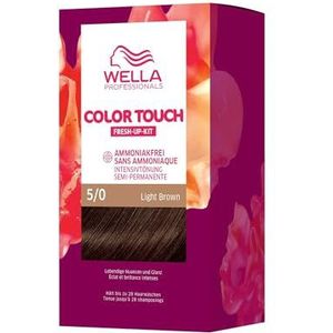 Wella Professionals Color Touch - Semi-permanente haarkleur zonder ammoniak - tot 50% grijsdekking - wortelset met haarmasker - 5/0 lichtbruin (130 ml)