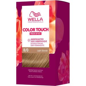 Wella Professionals Color Touch demi-permanente haarverf zonder ammoniak, haarverf voor kleurverfrissing en afdekking van grijs haar, aanzetkit incl. haarmasker, 8/0 Light Blonde (130 ml)