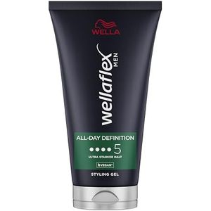 Wellaflex Men All-Day Definition Styling Gel Ultra Strong | Veganistische haargel | Dermatologisch getest en siliconenvrij | 150 ml