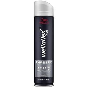 Wellaflex Men Express Fix Haarspray, zeer sterke fixatie, 48 uur houdbaar, veganistische haarspray, dermatologisch getest, 250 ml