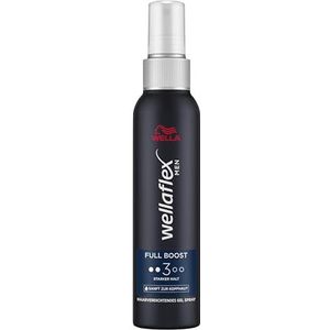 Wellaflex Men haarverdichtende gelspray, sterk houdende spray voor mannen, vol uitziend haar, met cafeïne, dermatologisch getest en siliconenvrij, 150 ml