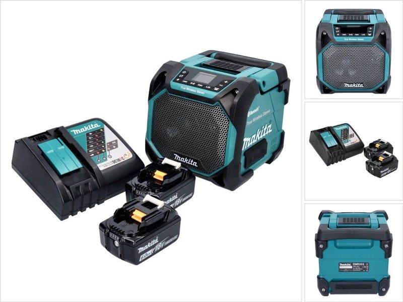 Makita DMR 203 - Bluetooth-luidspreker - IP64 - Inclusief 2x accu 6,0 Ah en oplader