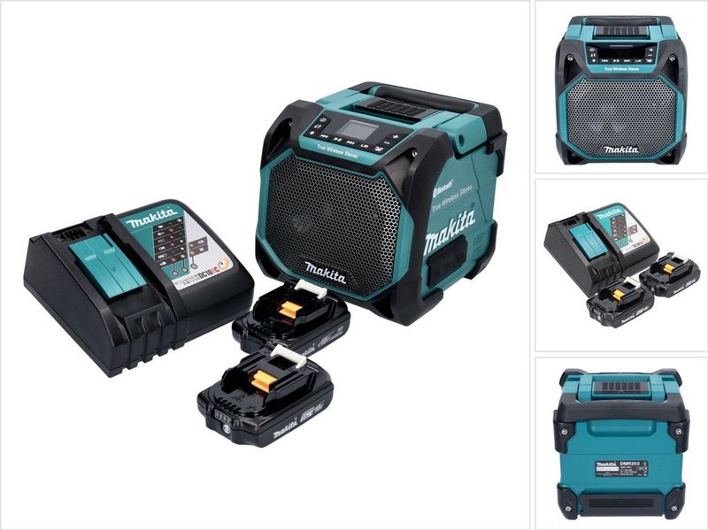 Makita DMR 203 RA Bluetooth-luidspreker 12 V 18 V IP64 + 2x oplaadbare accu 2.0 Ah + lader
