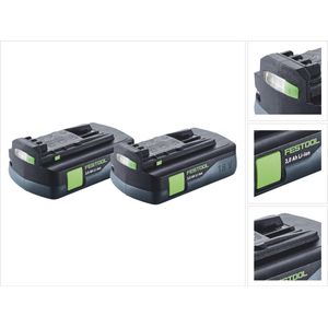 Festool accuset 2x BP 18 Li 3.0 C accu 18 V 3,0 Ah / 3000 mAh Li-Ion ( 2x 577658 ) met laadniveau-indicator