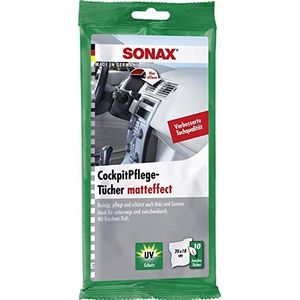 SONAX 10 stuks cockpitverzorgingsdoekjes mat effect voor het reinigen, onderhouden en beschermen van alle kunststof-, hout- en rubberonderdelen | artikelnummer 04158000