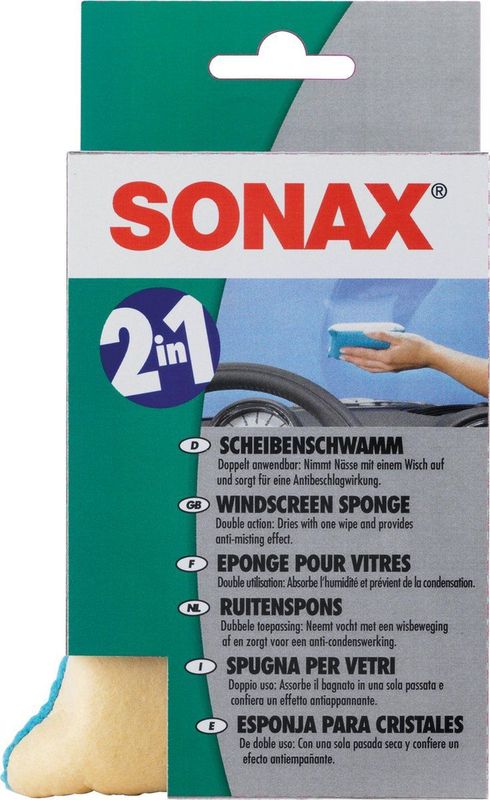 Sonax - Ruitenspons - Groen - Blauw - Twee-in-één Ontwerp