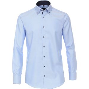 VENTI - Modern Fit Overhemd - Blauw - 100% Katoen - Strijkvriendelijk
