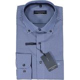 CASA MODA - Comfort Fit - Overhemd - Blauw Geruit - Popeline - Strijkvriendelijk