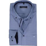CASA MODA - Comfort Fit - Overhemd - Blauw Geruit - Popeline - Strijkvriendelijk