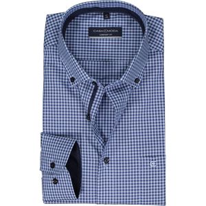CASA MODA - Comfort Fit - Overhemd - Blauw Geruit - Popeline - Strijkvriendelijk