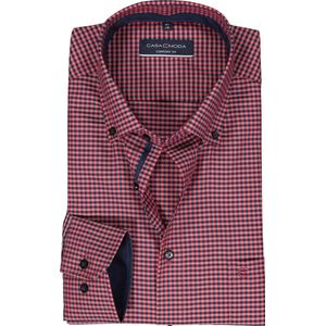 CASA MODA - Comfort Fit - Overhemd - Rood met Blauw Geruit - Strijkvriendelijk