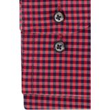 CASA MODA - Comfort Fit - Overhemd - Rood met Blauw Geruit - Strijkvriendelijk
