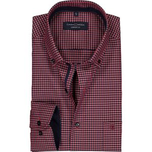 CASA MODA - Overhemd - Rood met Blauw Geruit - 100% Katoen - Strijkvriendelijk