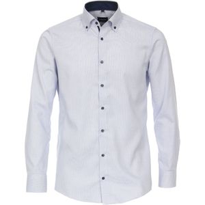 VENTI - Overhemd - Blauw - Katoen - Button Down Kraag - Strak Getailleerd