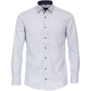 VENTI - Overhemd - Blauw - Katoen - Button Down Kraag - Strak Getailleerd