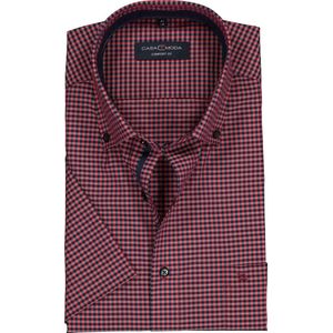 CASA MODA - Comfort Fit - Overhemd - Rood Geruit - Korte Mouw - Strijkvriendelijk