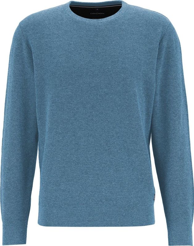 CASA MODA - Comfort Fit - Pullover - Middenblauw Melange - Zacht en Soepel Breisel