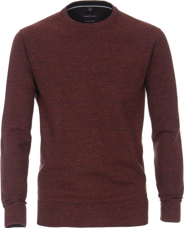 Casa Moda Pullover O-Hals Melange Bordeaux - Heren - Pullovers