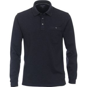 CASA MODA - Comfort Fit - Polo - Blauw - Piqué Breimethode, Lange Mouwen