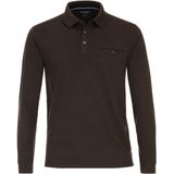 CASA MODA - Comfort Fit - Polo - Donkerbruin - Lange Mouwen, Piqué Breimethode