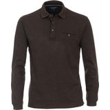 CASA MODA - Comfort Fit - Polo - Donkerbruin - Lange Mouwen, Piqué Breimethode
