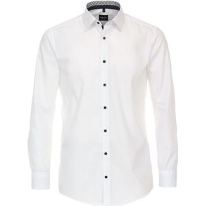 VENTI - Overhemd - Wit - Popeline - Modern Fit - Lange Mouwen