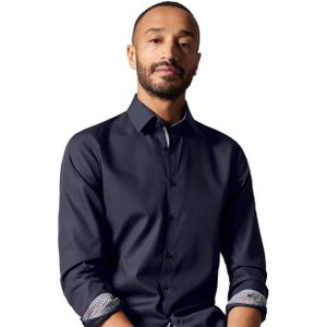 VENTI modern fit overhemd - popeline - blauw - Strijkvriendelijk - Boordmaat: 36