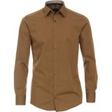 VENTI - Modern Fit Overhemd - Okergeel - Popeline - Strijkvriendelijk